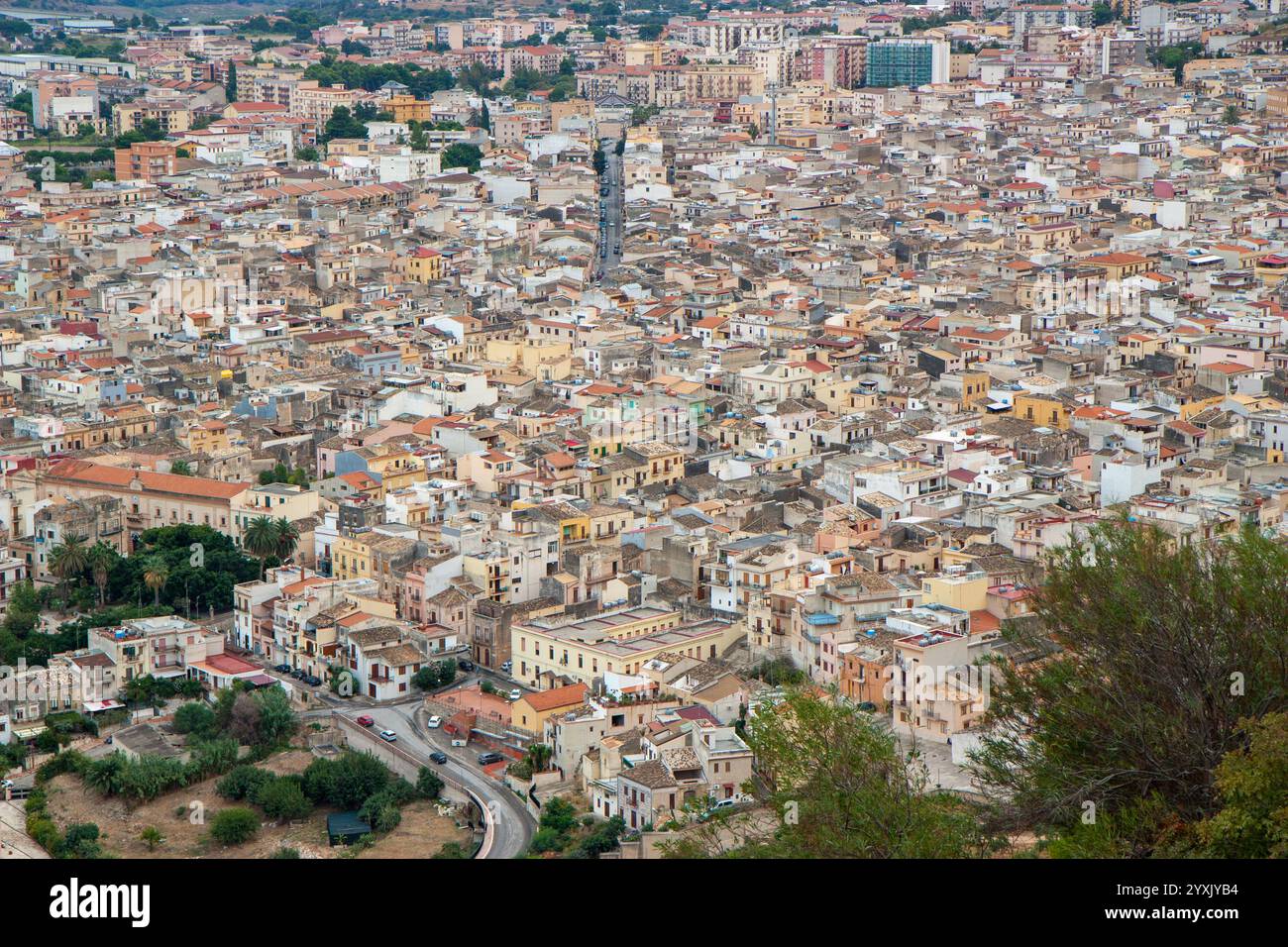Veduta aerea della città di Castellammare del Golfo nella provincia di Trapani, Italia, Europa Foto Stock
