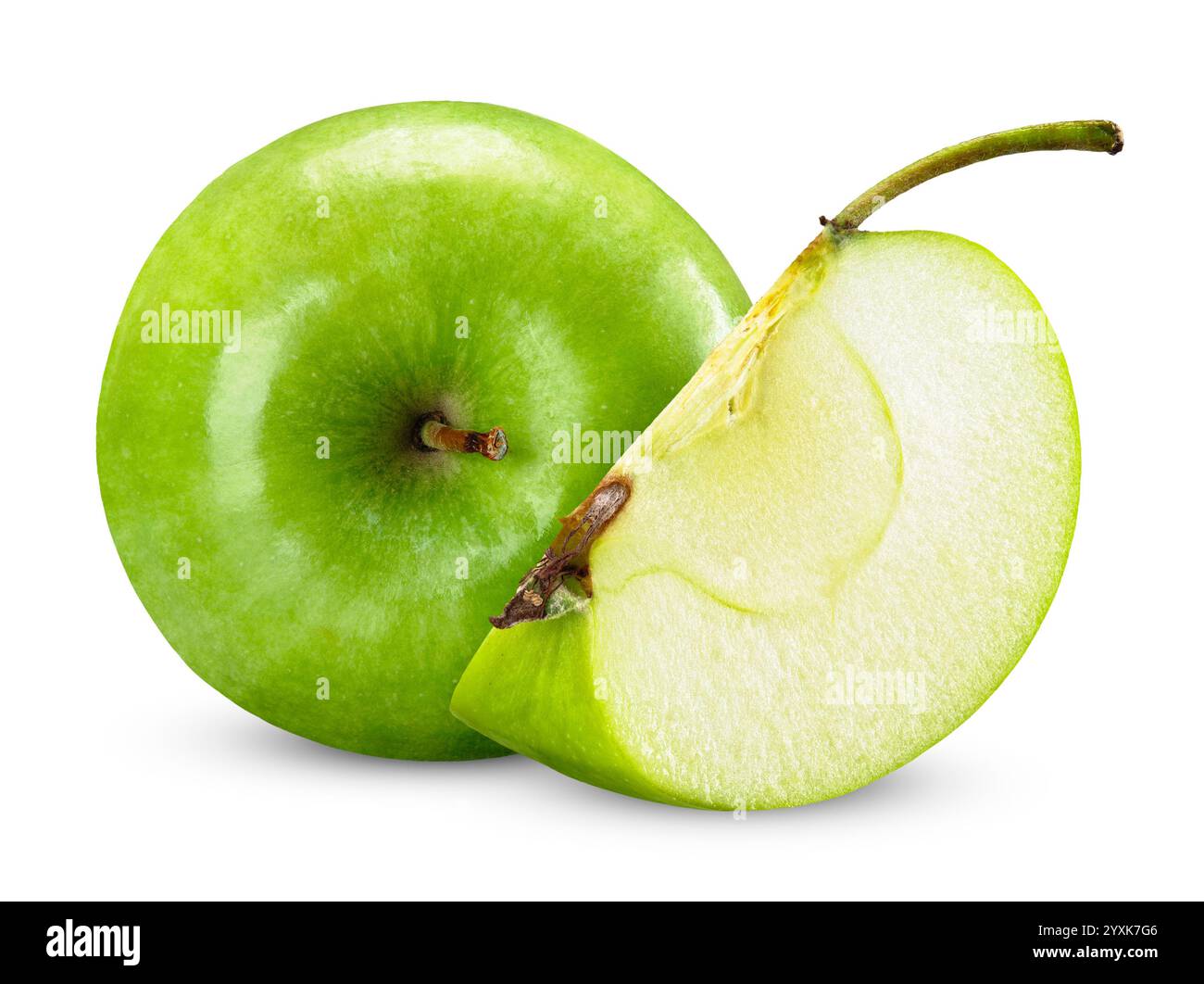 mela verde isolata su sfondo bianco. percorso di ritaglio apple Foto Stock