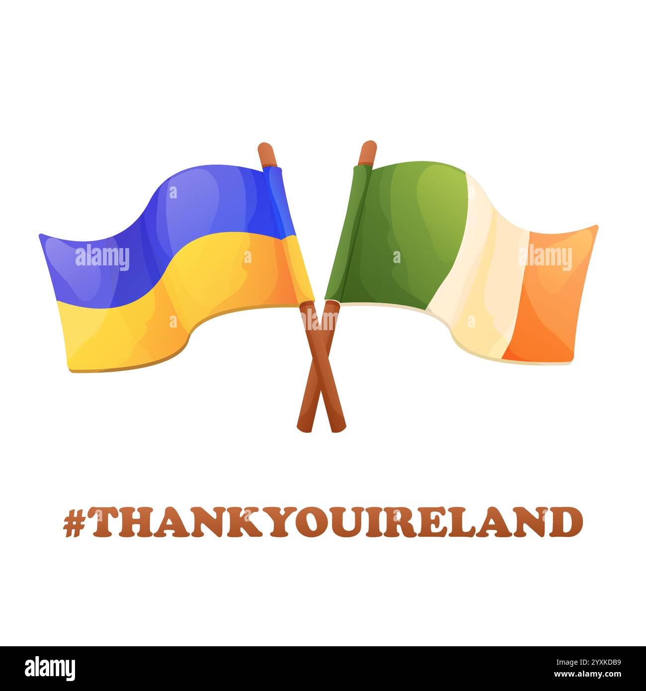 Icona della bandiera irlandese in stile cartoon isolato su sfondo bianco. Emblema nazionale irlandese, paese europeo. Illustrazione vettoriale Illustrazione Vettoriale