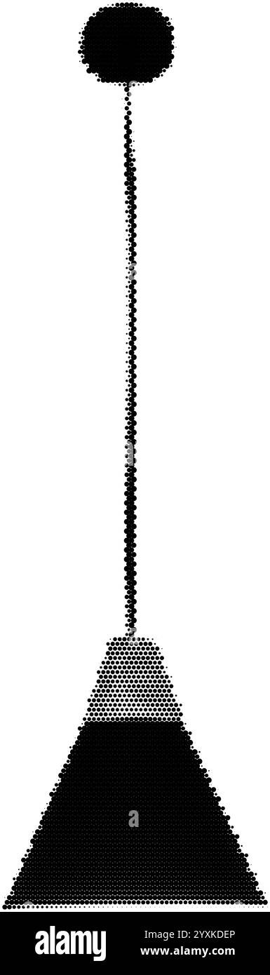 Lampada a sospensione con mezzitoni tratteggiati per un collage retrò alla moda y2k. Effetto fotocopia vettoriale luce sospesa testurizzata Illustrazione Vettoriale