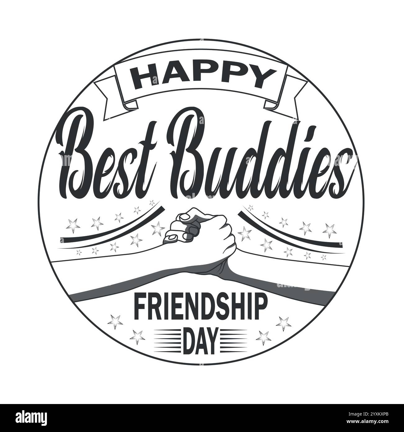 BEST Buddies, Happy Friendship Day Typography Design Illustrazione Vettoriale