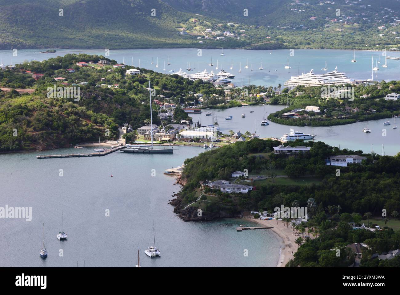 Nelson's Dockyard, porto inglese da Shirley Heights Foto Stock