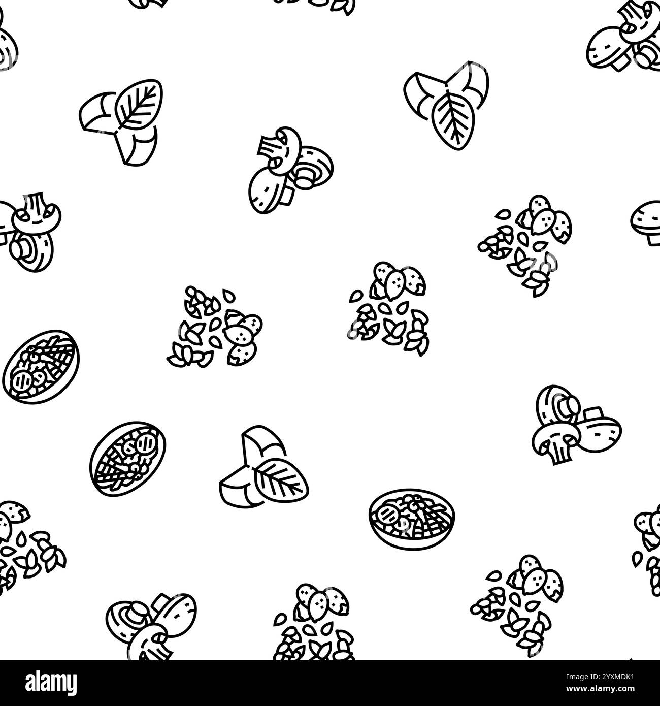 cibo vegano, fresco, biologico, con pattern vettoriale senza cuciture Illustrazione Vettoriale