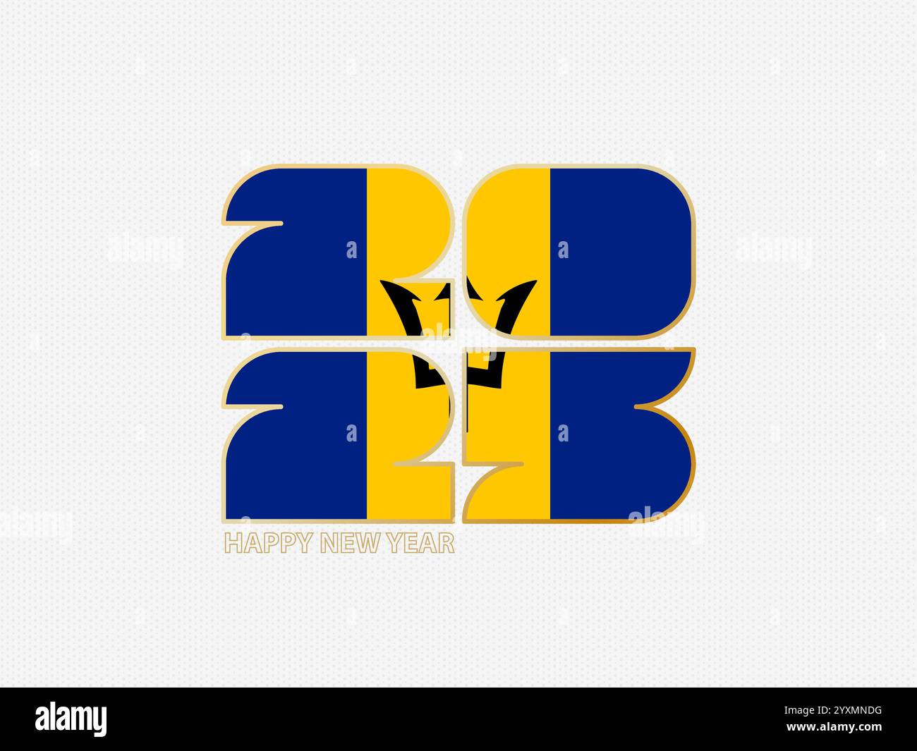 Numeri astratti 2025 con bandiera delle Barbados. Illustrazione vettoriale. Illustrazione Vettoriale