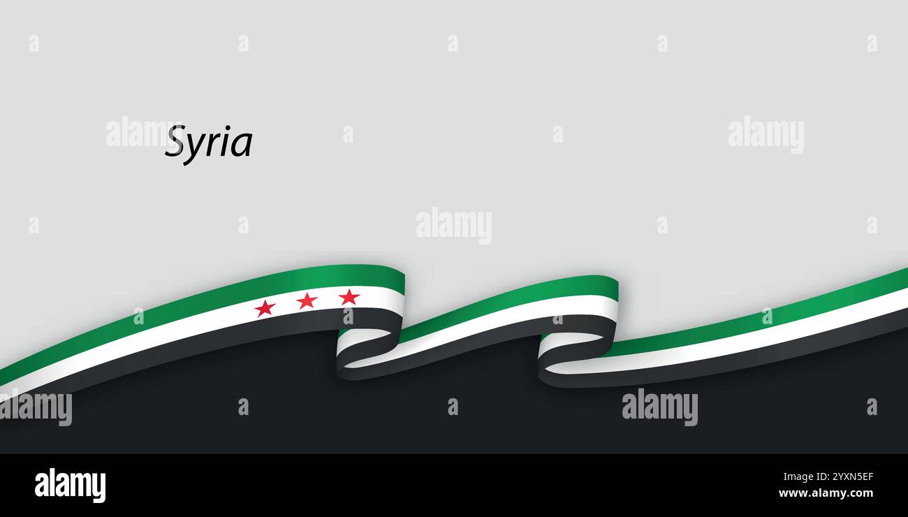 Nuova bandiera della Repubblica araba siriana, simbolo della Siria Illustrazione Vettoriale