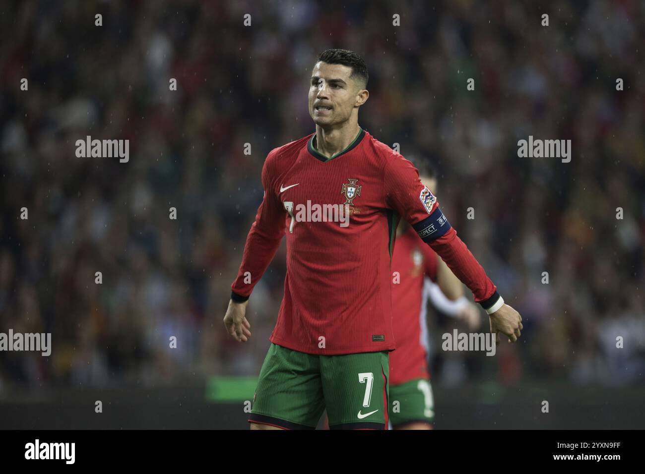 Partita di calcio, Cristiano RONALDO CR7 Portogallo posizione Siuu, Estadio do Dragao, Porto, Portogallo, Europa Foto Stock
