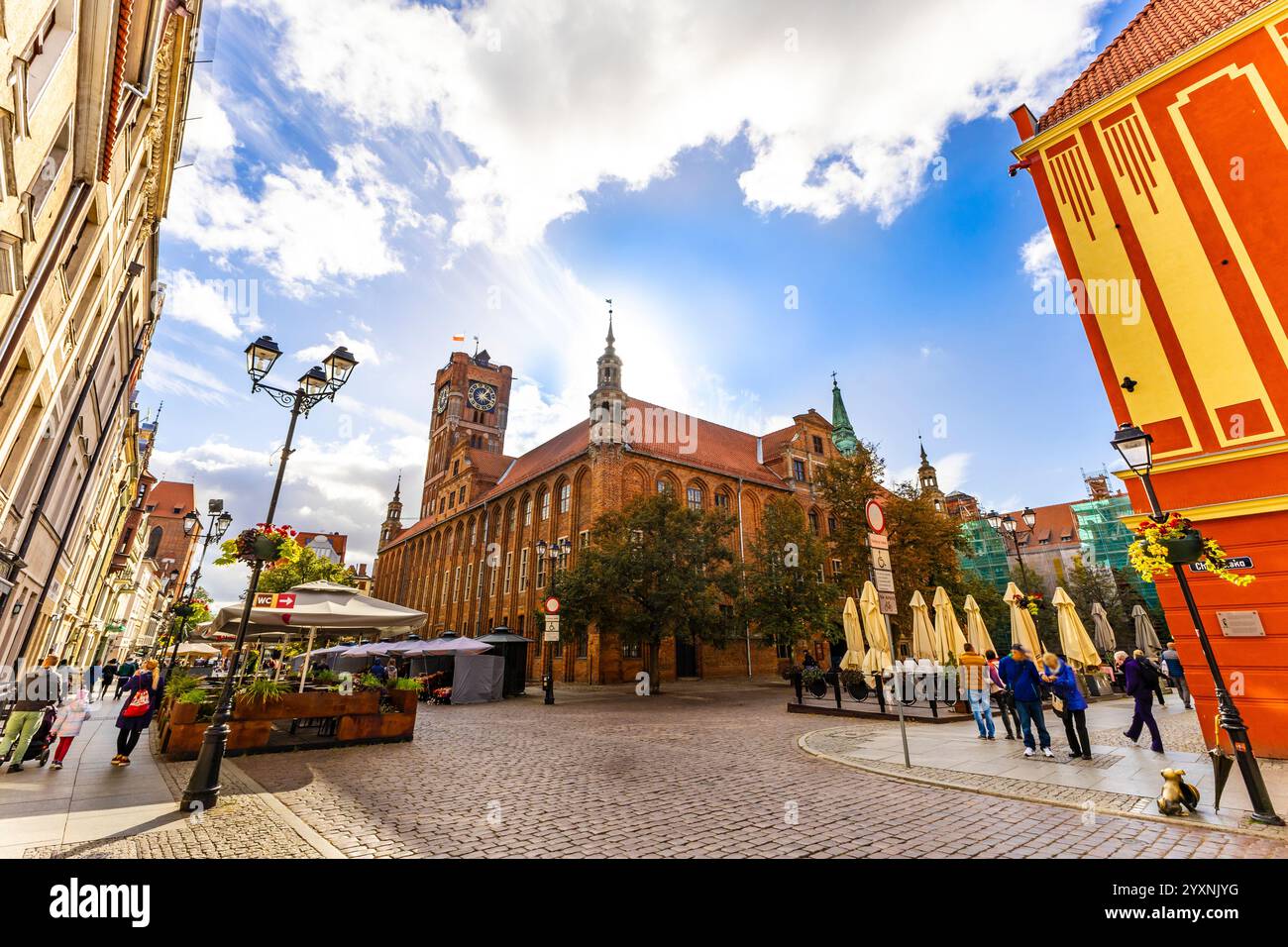 Piazza principale di Staromiejski, Municipio di Torun, Polonia Foto Stock