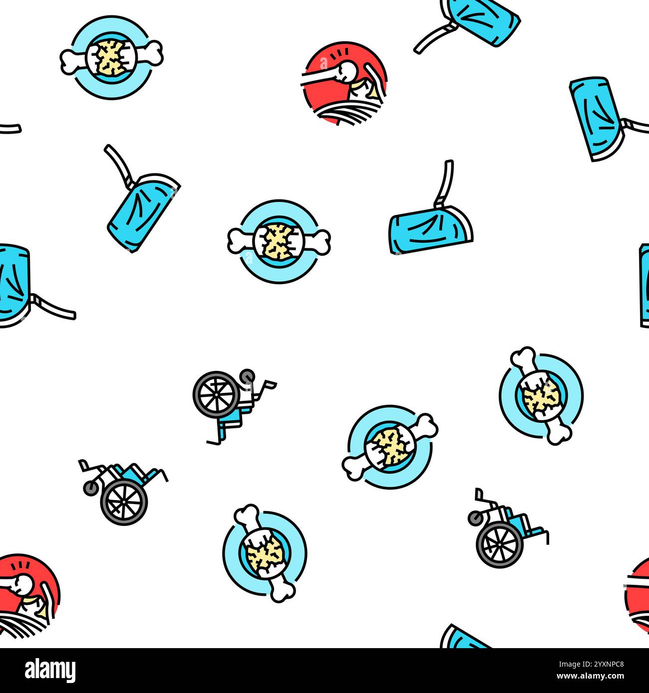 lesione da frattura osso rompere il vettore del pattern senza cuciture Illustrazione Vettoriale