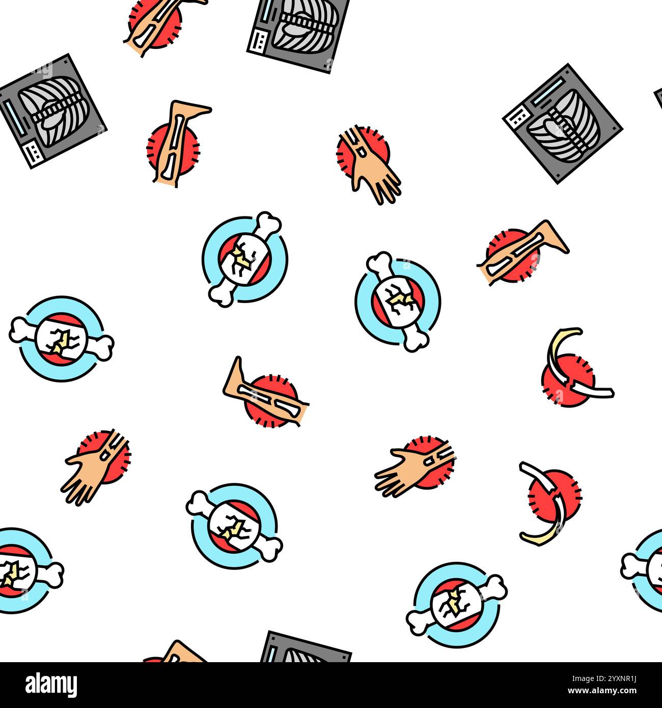 lesione da frattura osso rompere il vettore del pattern senza cuciture Illustrazione Vettoriale
