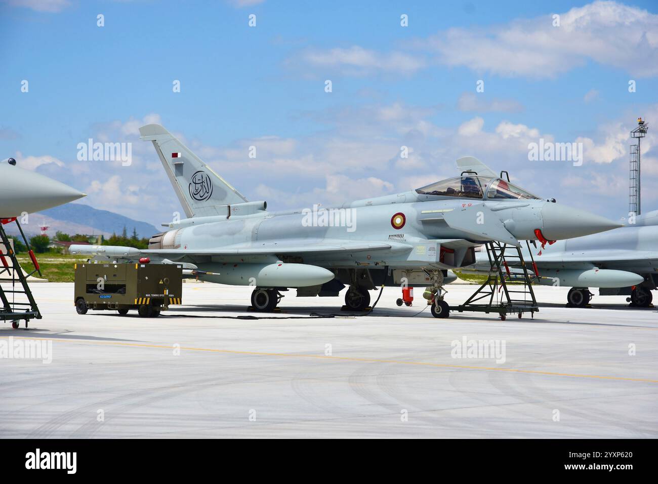 Qatar Emiri Air Force EF2000 Typhoon sulla rampa della Konya Air base, Turchia. Foto Stock
