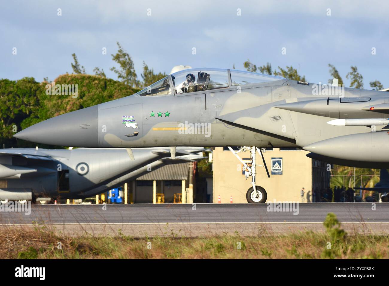 Un F-15C del 159th Fighter Wing con tre MIG Kill Marks. Foto Stock
