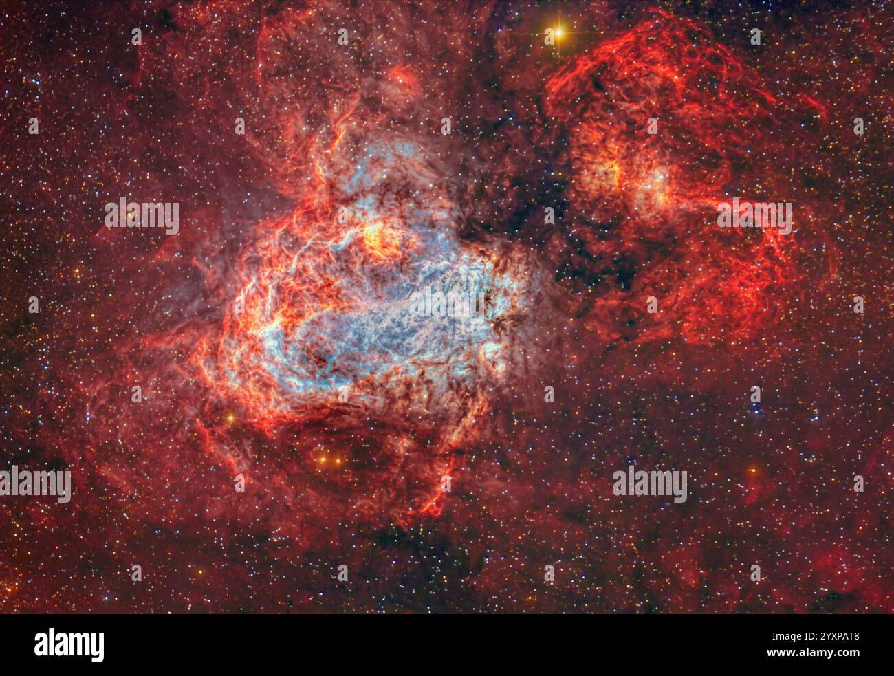 La Nebulosa Omega, una regione stellare nella costellazione del Sagittario. Foto Stock
