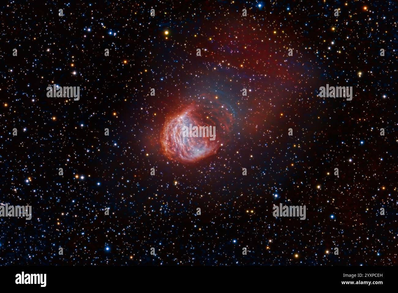 La Nebulosa Medusa, una nebulosa planetaria nella costellazione dei Gemini. Foto Stock