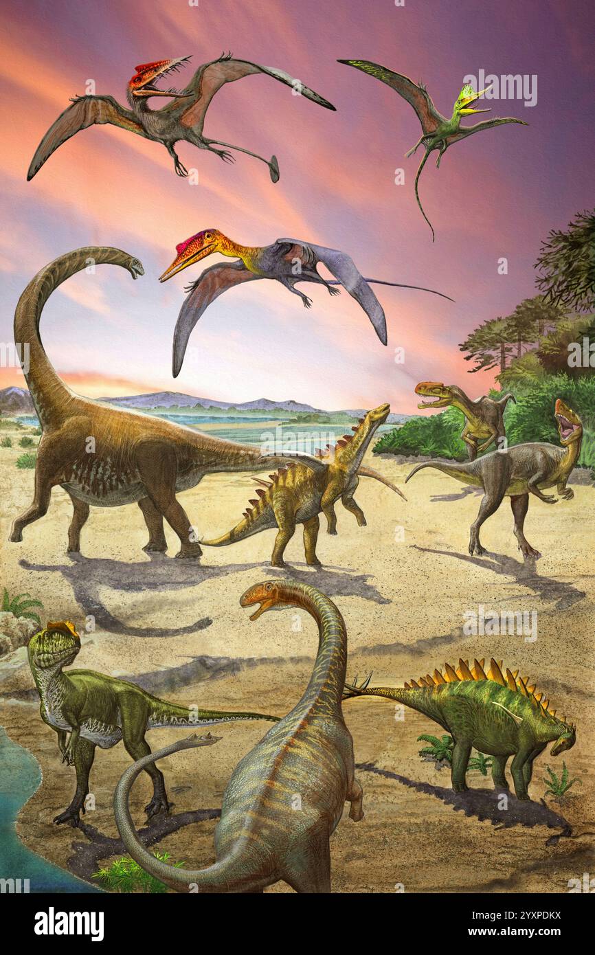Dinosauri del periodo giurassico. Foto Stock