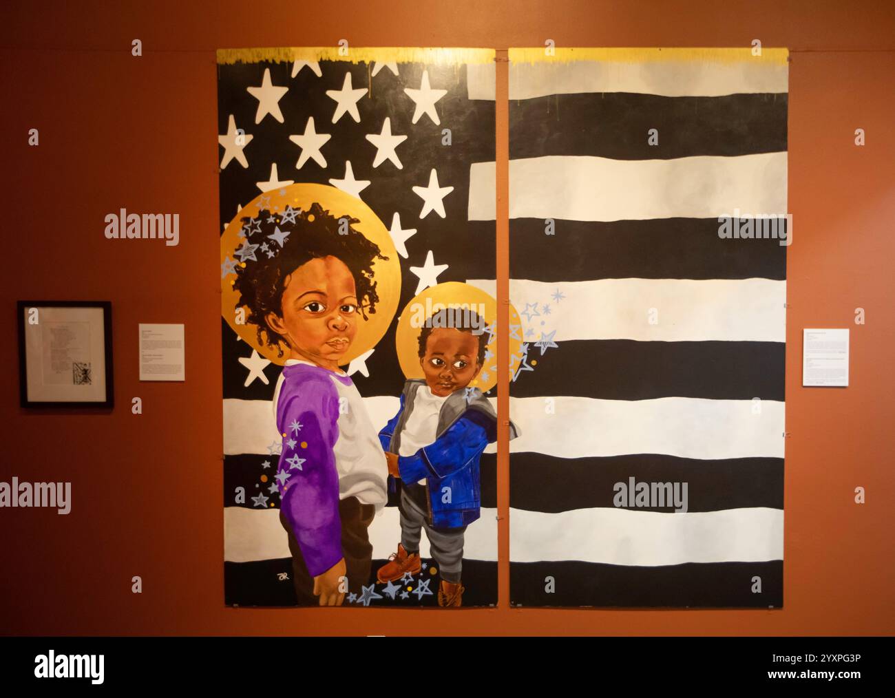 Pueblo, Colorado - il Museo di storia di El Pueblo espone i numerosi gruppi culturali ed etnici della regione. Un dipinto intitolato "Save Some Democracy for me" di Foto Stock