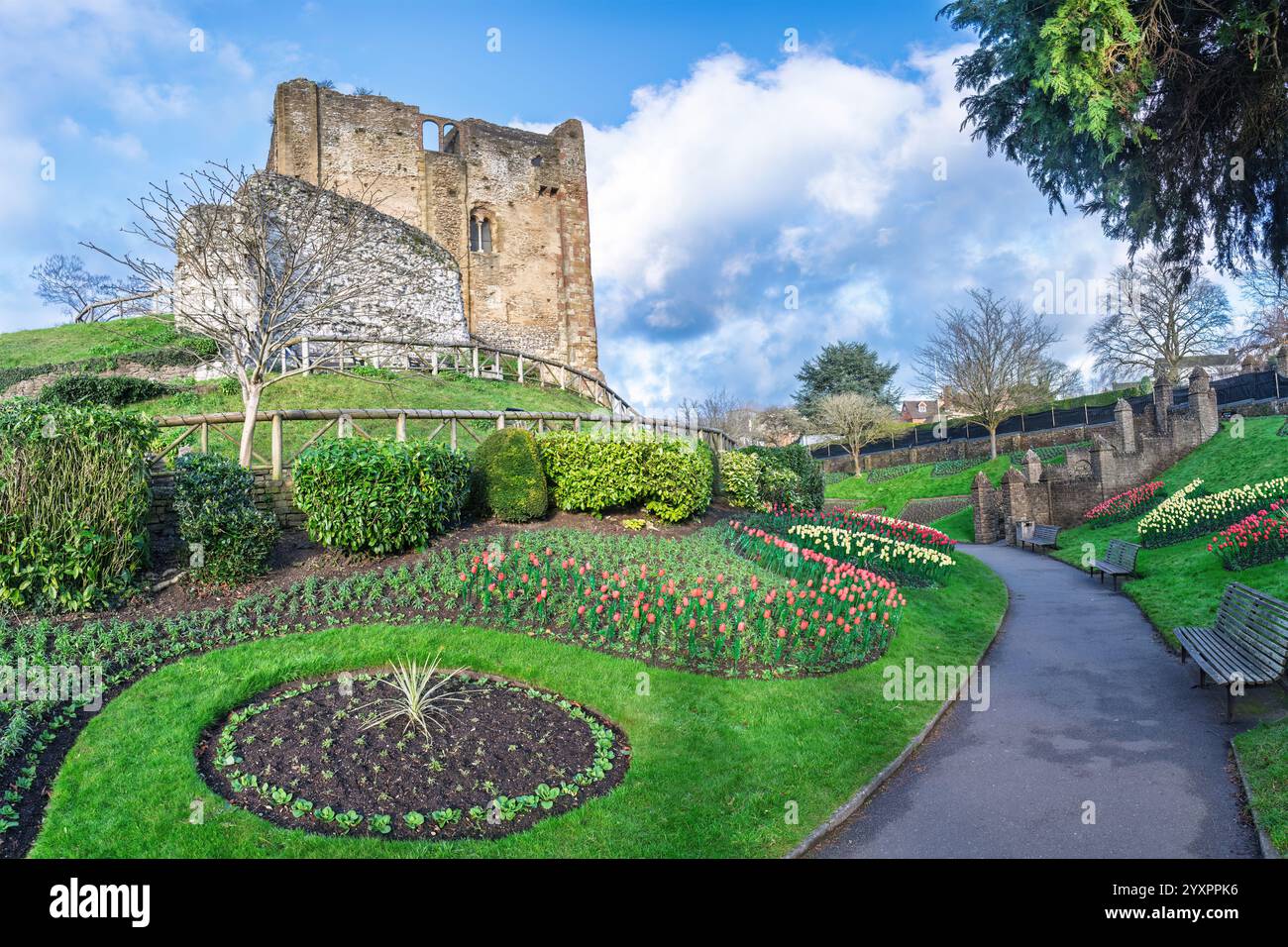 Si pensa che il castello di Guildford a Guildford, Surrey, Inghilterra, sia stato costruito da Guglielmo il Conquistatore, poco dopo l'invasione dell'Inghilterra del 1066. Foto Stock