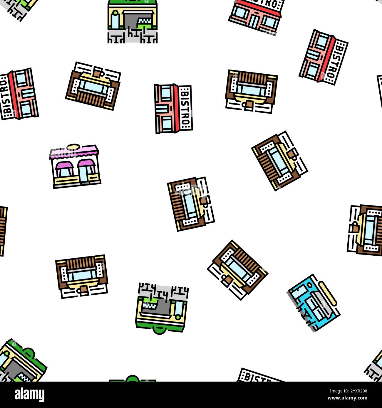 street cafe food burger festival, vettore di pattern senza interruzioni Illustrazione Vettoriale