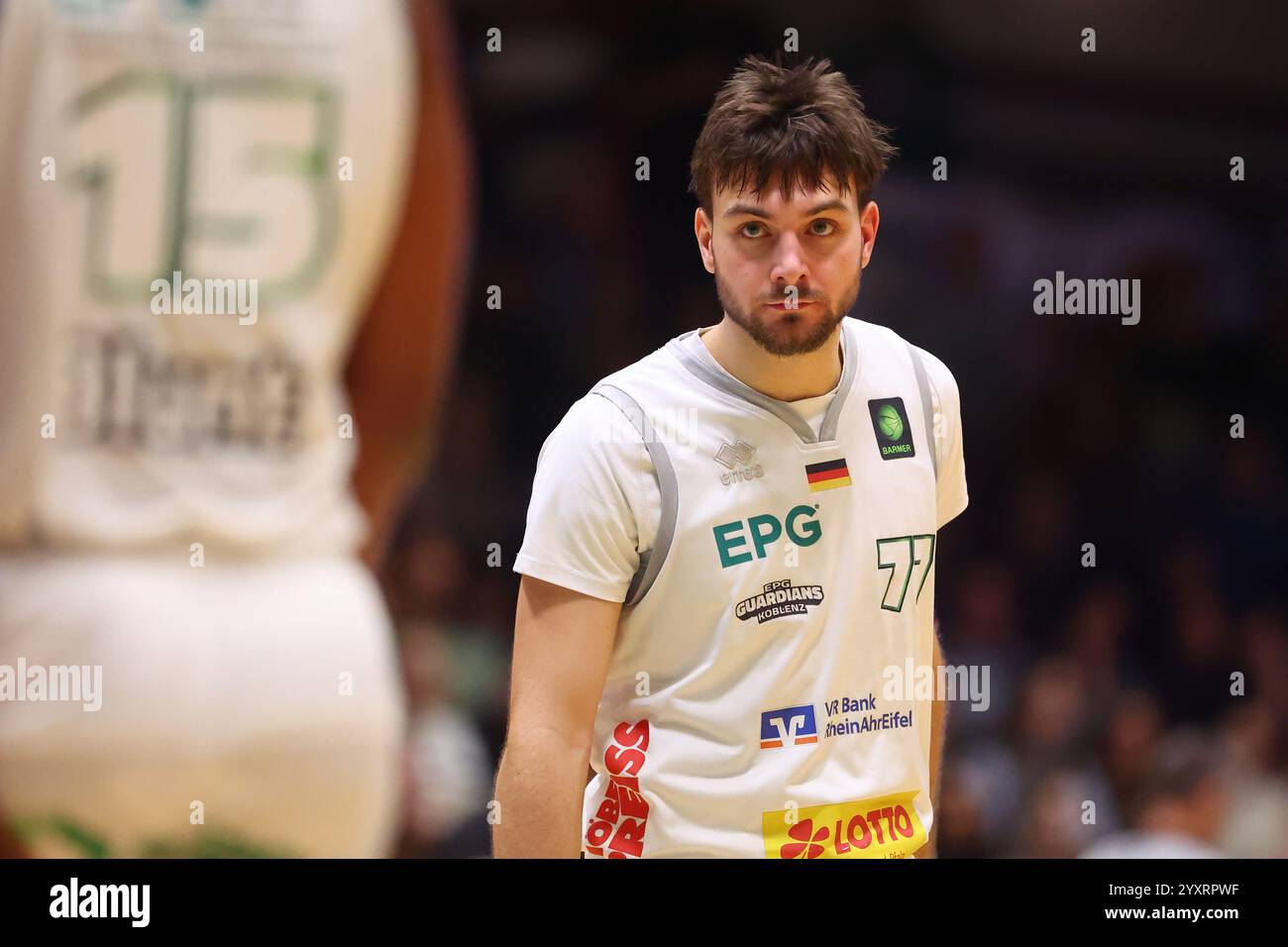 Jakob Hanzalek (Coblenza) EPG Guardians Coblenza - Harko Merlins Crailsheim, Basketball, Proa, 16.12.2024foto: Rene Weiss/Eibner Foto Stock