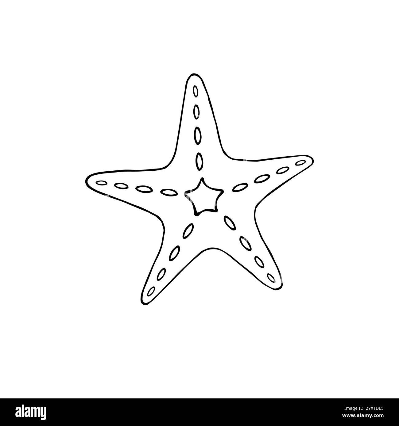 Il colore del corallo vettoriale disegnato a mano disegna le stelle marine isolate su sfondo bianco Illustrazione Vettoriale