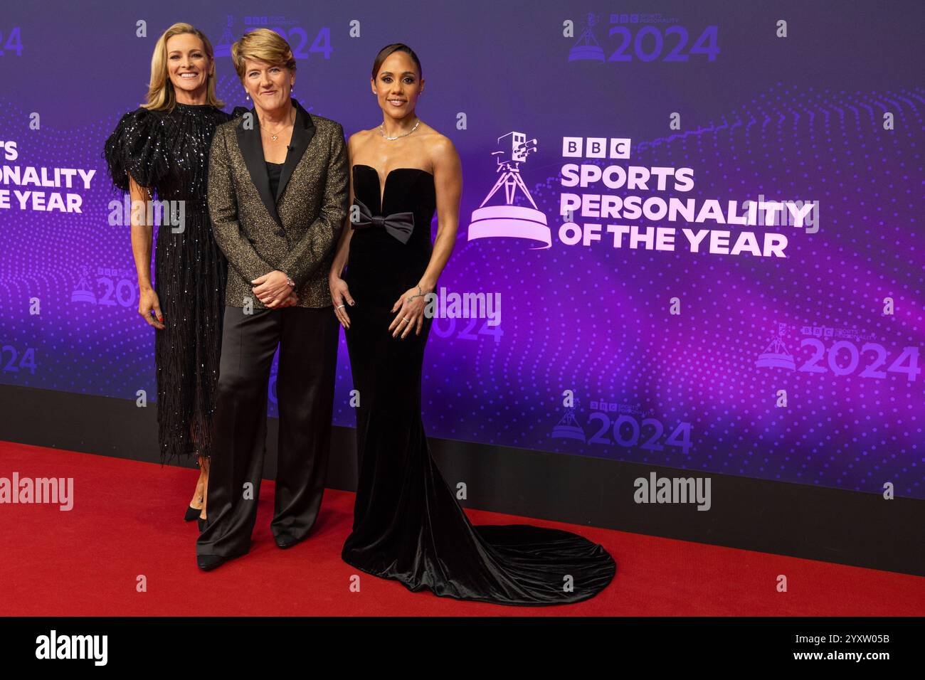 Manchester, Regno Unito. 17 dicembre 2024. Alex Scott, Clare Balding e Gabby Logan alla BBC Sports Personality of the Year 2024 crediti: Craig Hawkhead/Alamy Live News Foto Stock Manchester, Regno Unito. 17 dicembre 2024. Alex Scott, Clare Balding e Gabby Logan alla BBC Sports Personality of the Year 2024 crediti: Craig Hawkhead/Alamy Live News Foto Stock