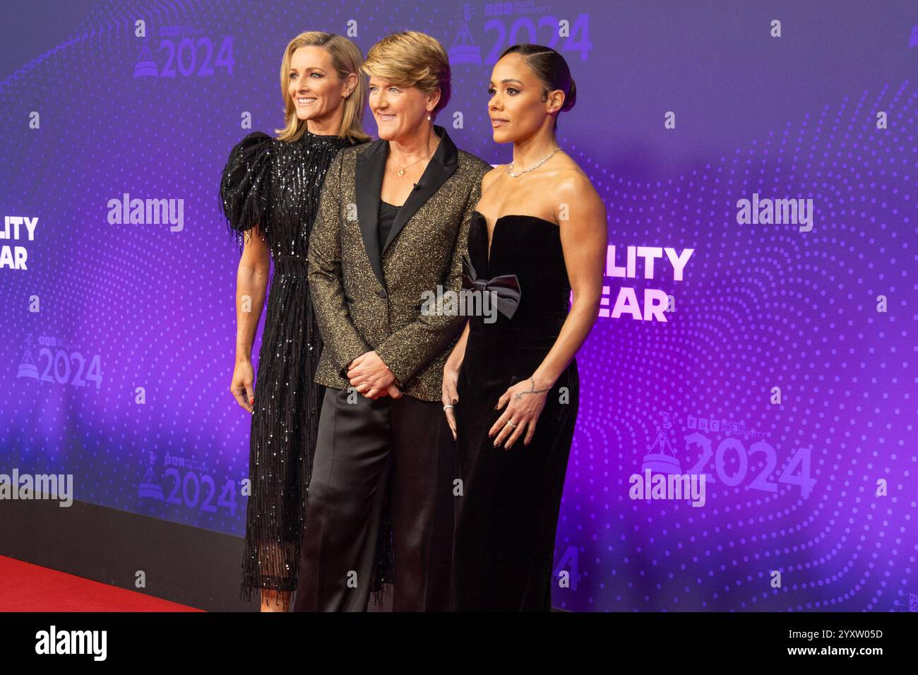 Manchester, Regno Unito. 17 dicembre 2024. Alex Scott, Clare Balding e Gabby Logan alla BBC Sports Personality of the Year 2024 crediti: Craig Hawkhead/Alamy Live News Foto Stock Manchester, Regno Unito. 17 dicembre 2024. Alex Scott, Clare Balding e Gabby Logan alla BBC Sports Personality of the Year 2024 crediti: Craig Hawkhead/Alamy Live News Foto Stock