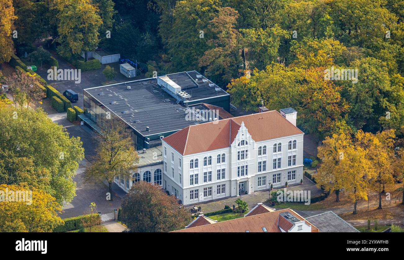 Vista aerea, Kurhaus Bad Hamm e alberi autunnali, Uentrop, Hamm, regione della Ruhr, Renania settentrionale-Vestfalia, Germania Foto Stock