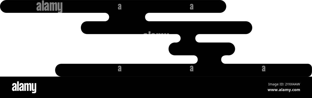 Forma a nuvola in stile orientale. Ornamento tradizionale giapponese, coreano o cinese. Semplice silhouette astratta in tema asiatico isolata su sfondo bianco. Illustrazione grafica vettoriale. Illustrazione Vettoriale