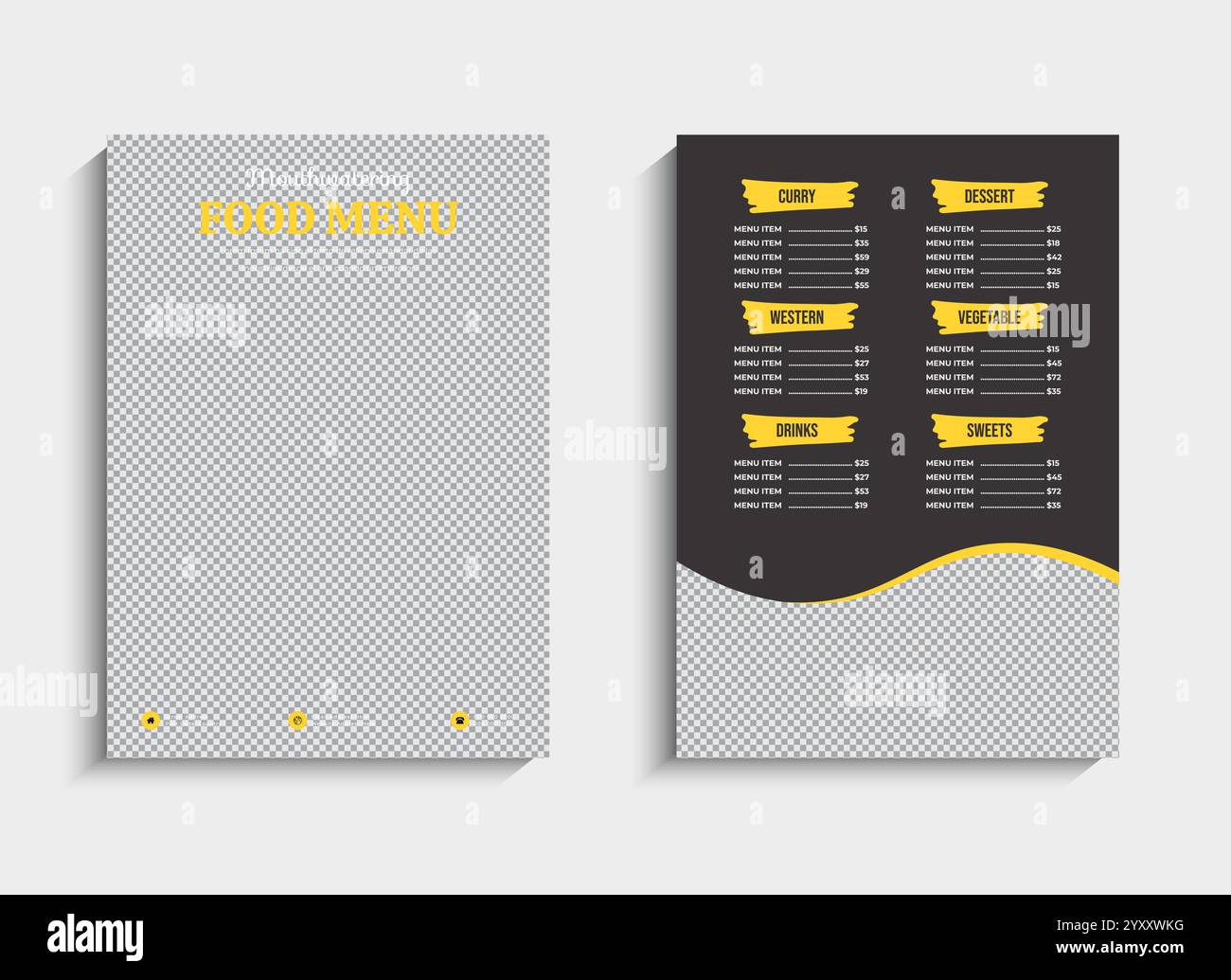 Progettazione di modelli per menu cibo creativo Illustrazione Vettoriale