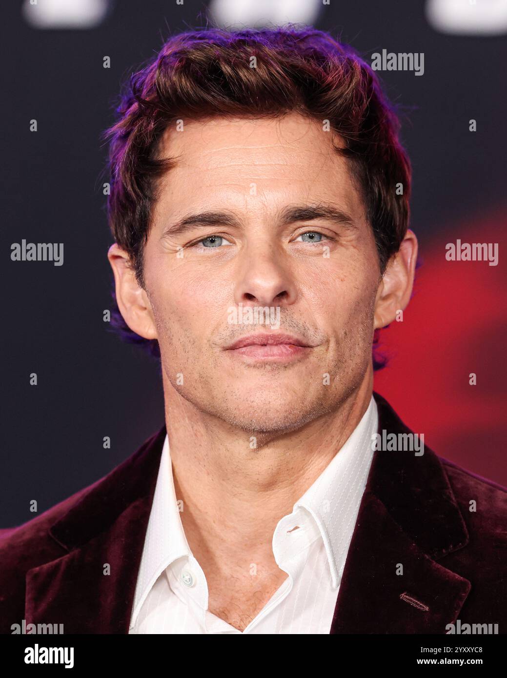 HOLLYWOOD, LOS ANGELES, CALIFORNIA, Stati Uniti d'America - 16 DICEMBRE: James Marsden arriva alla premiere di Los Angeles di "Sonic the Hedgehog 3" della Paramount Pictures tenutasi al TCL Chinese Theatre IMAX il 16 dicembre 2024 a Hollywood, Los Angeles, California, Stati Uniti. (Foto di Xavier Collin/Image Press Agency) Foto Stock