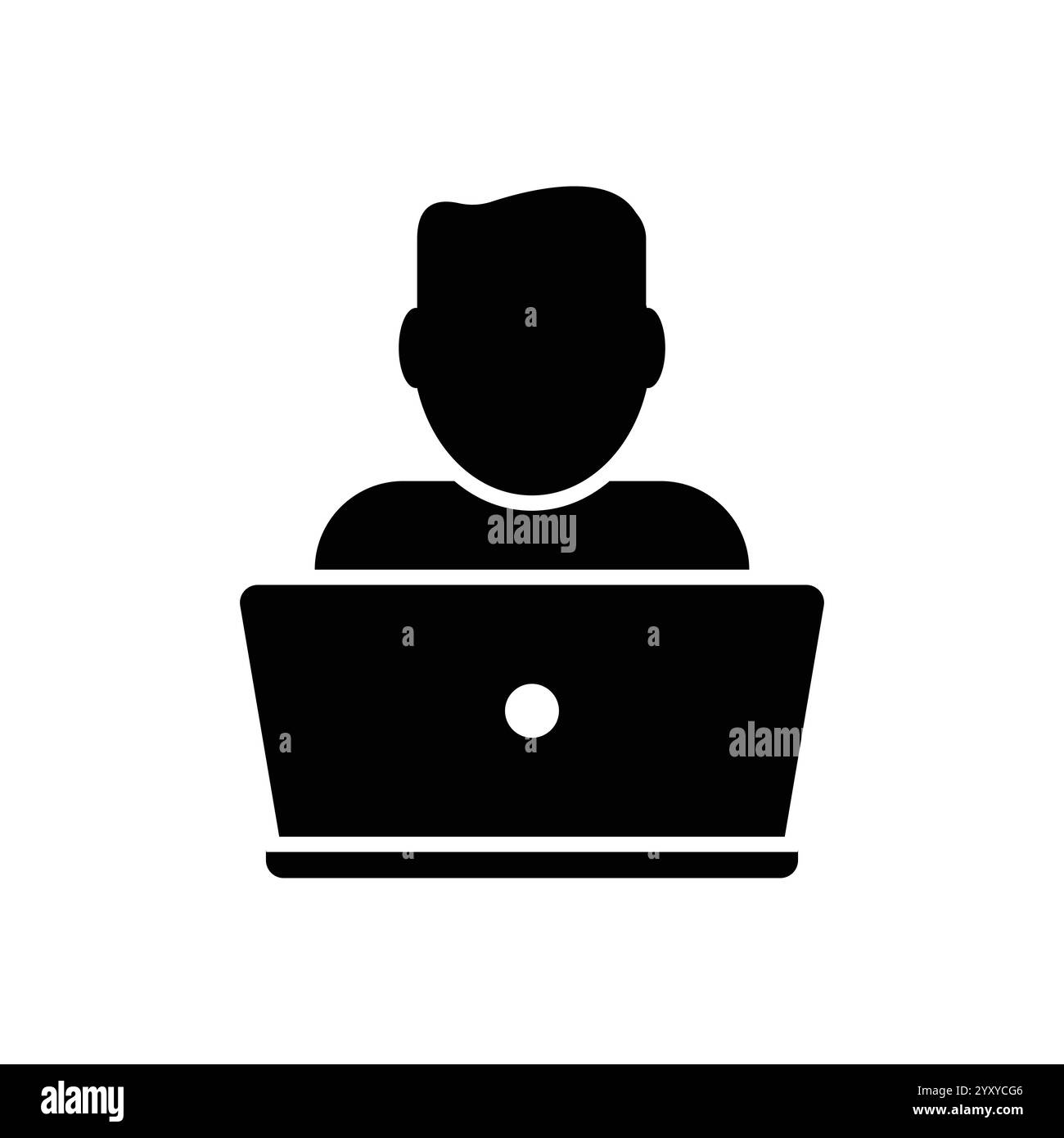 Persona che lavora sull'icona vettoriale del computer portatile Illustrazione Vettoriale