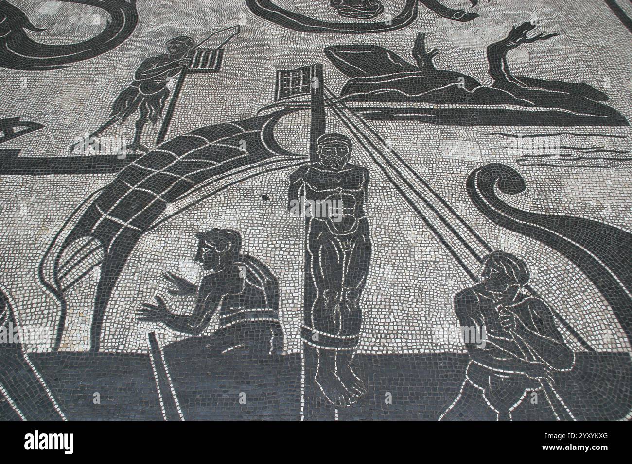 Mosaico romano. Ulisse (Ulisse) re di Itaca, resiste alle sirene. (Odissea). Musei Vaticani. Foto Stock