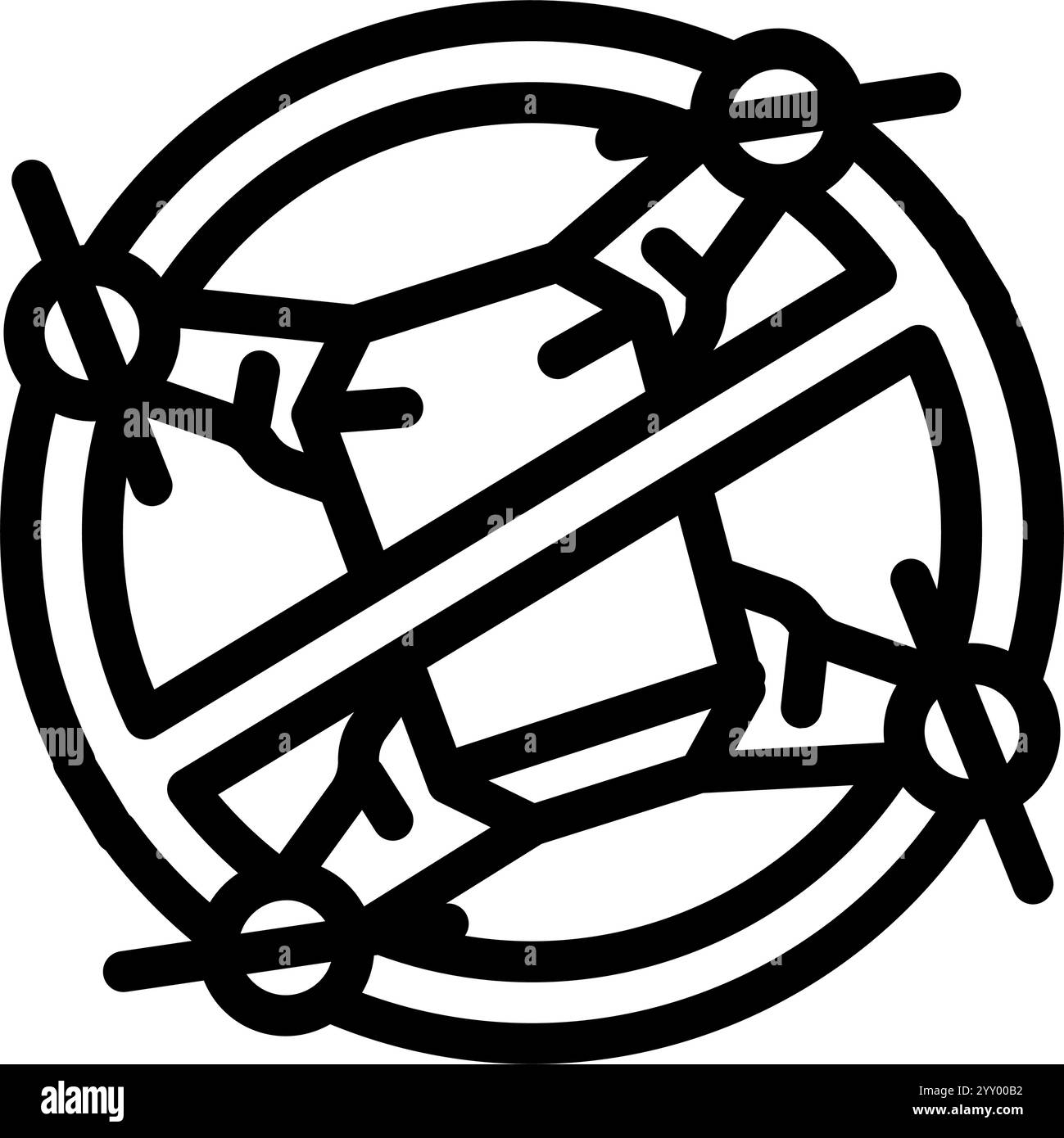 illustrazione vettoriale dell'icona della linea di veicoli dell'antenna di sicurezza drone Illustrazione Vettoriale