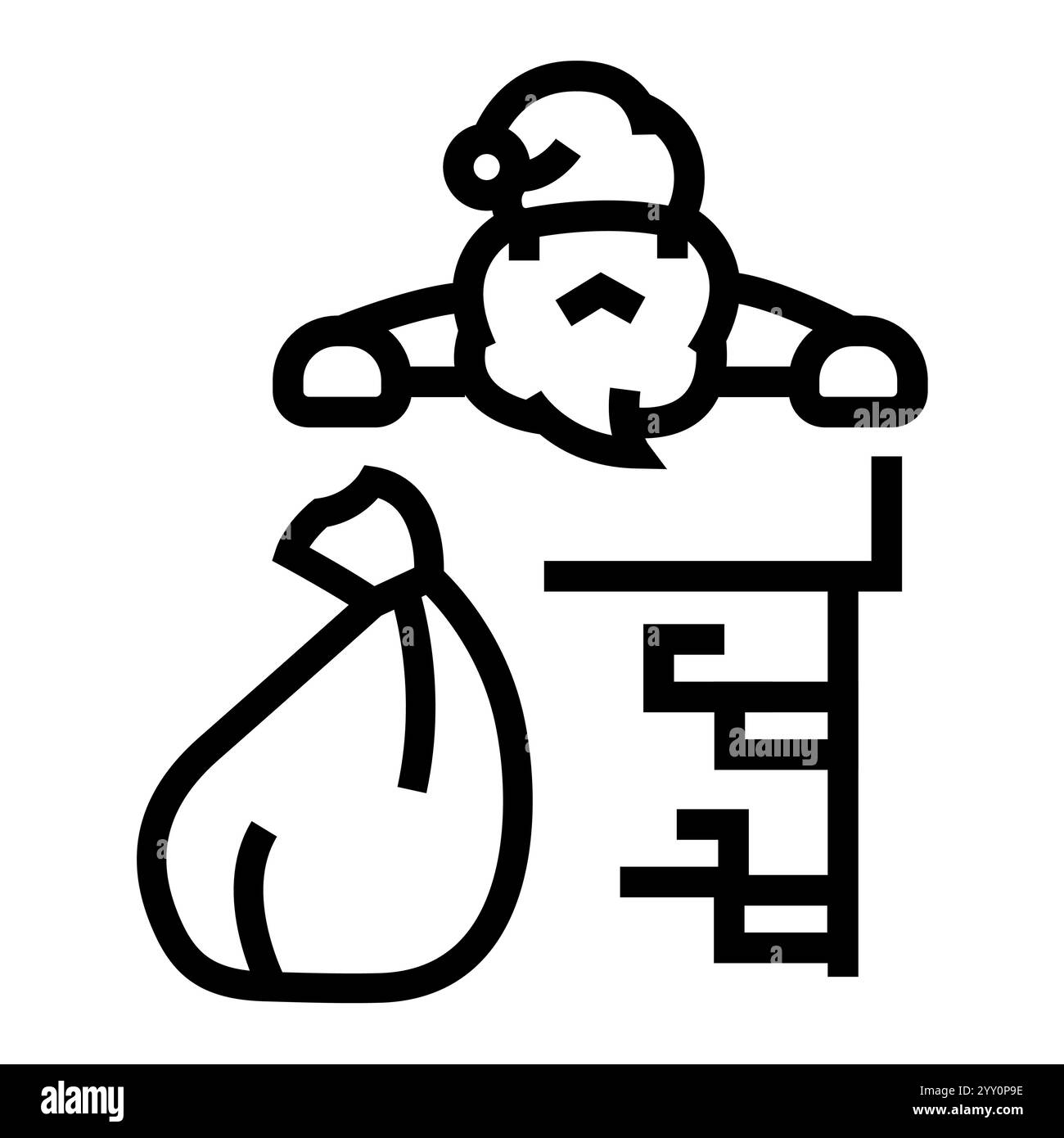 Babbo Natale accanto all'icona nera del camino. Firma per pagina Web, app mobile, pulsante, logo. Pulsante isolato vettore. Traccia modificabile. Illustrazione Vettoriale