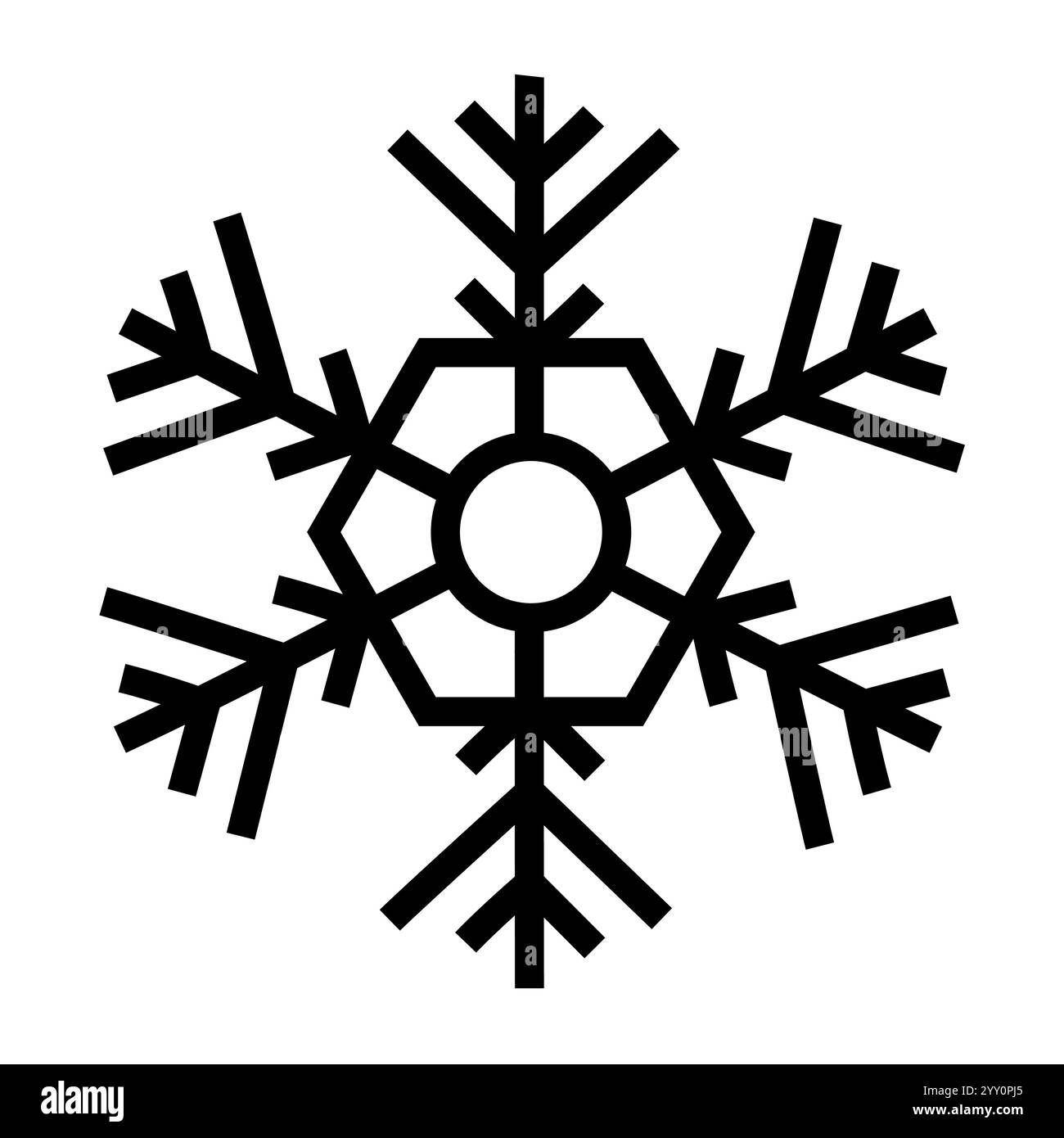 Icona nera fiocco di neve. Firma per pagina Web, app mobile, pulsante, logo. Pulsante isolato vettore. Traccia modificabile. Illustrazione Vettoriale