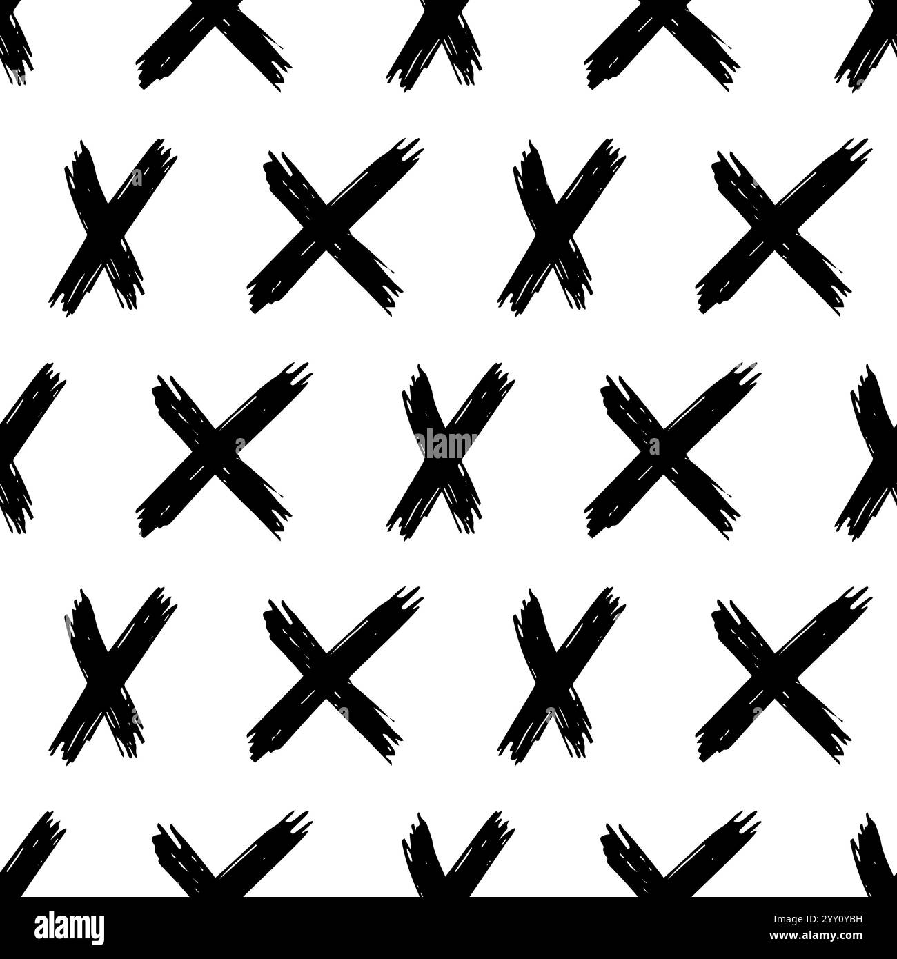 Pattern senza cuciture con simboli a croce disegnati a mano. Simbolo a croce di schizzo nero su sfondo bianco. Illustrazione vettoriale Illustrazione Vettoriale