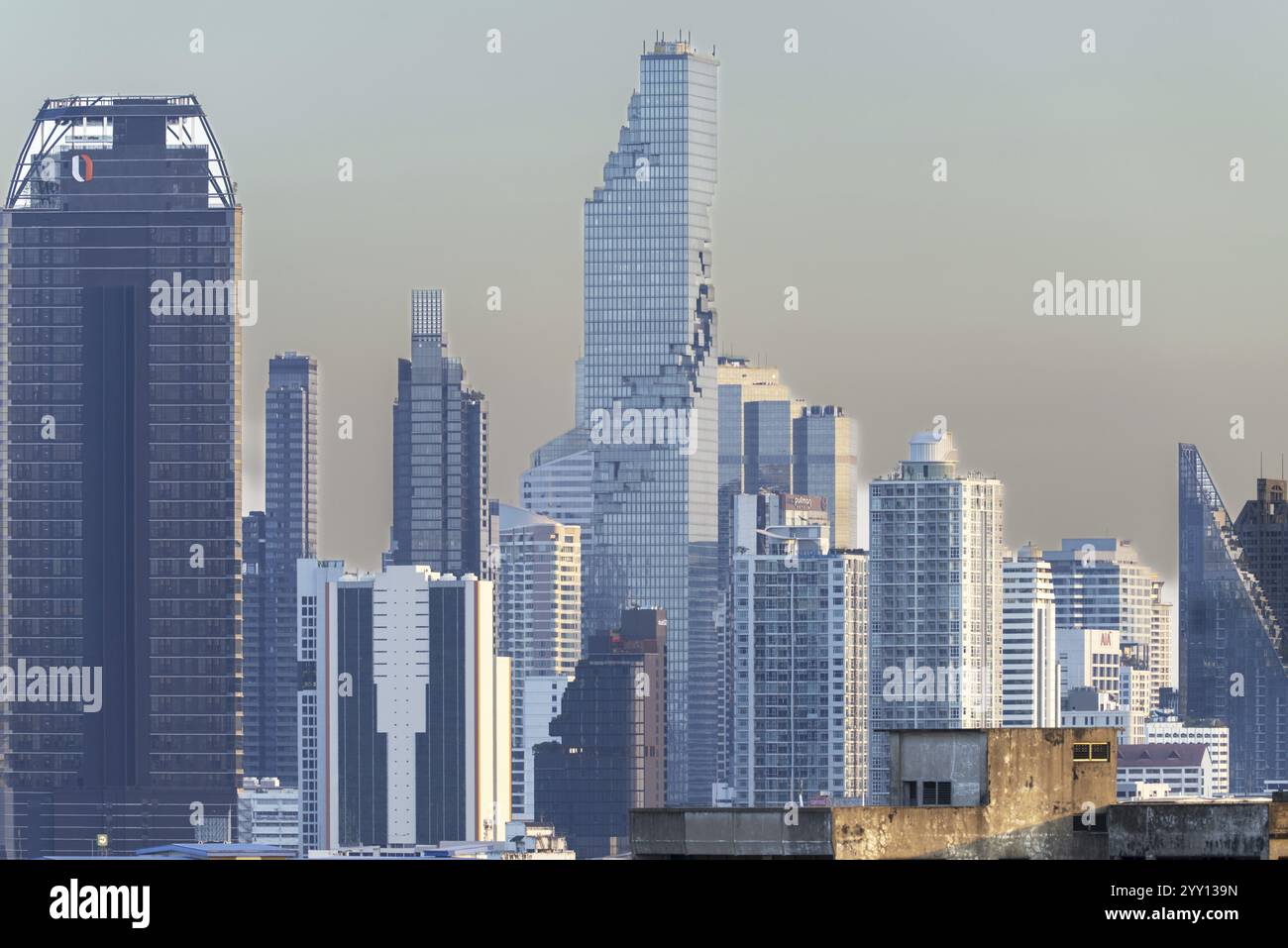 Panorama dal Monte d'Oro, skyline di Bangkok, Thailandia, Asia Foto Stock