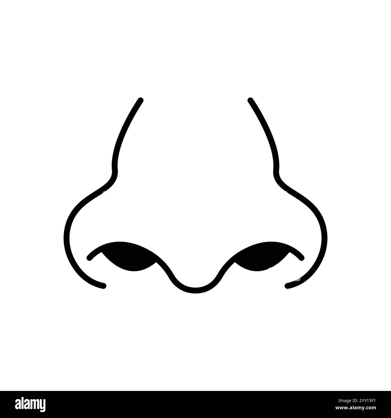 Icona della linea del naso isolata su sfondo bianco. Illustrazione Vettoriale