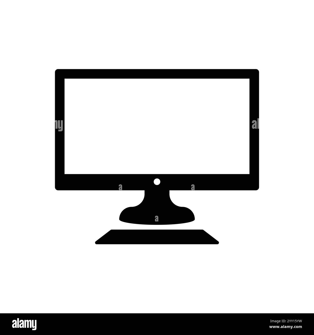 Desktop, schermo, tastiera, immagine vettoriale dell'icona di visualizzazione. Può essere utilizzato anche per la comunicazione, il collegamento e la tecnologia. Adatto per applicazioni Web, Illustrazione Vettoriale