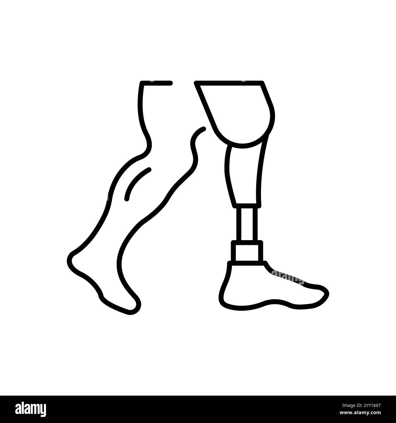 Icona del contorno della linea della gamba della protesi Illustrazione Vettoriale