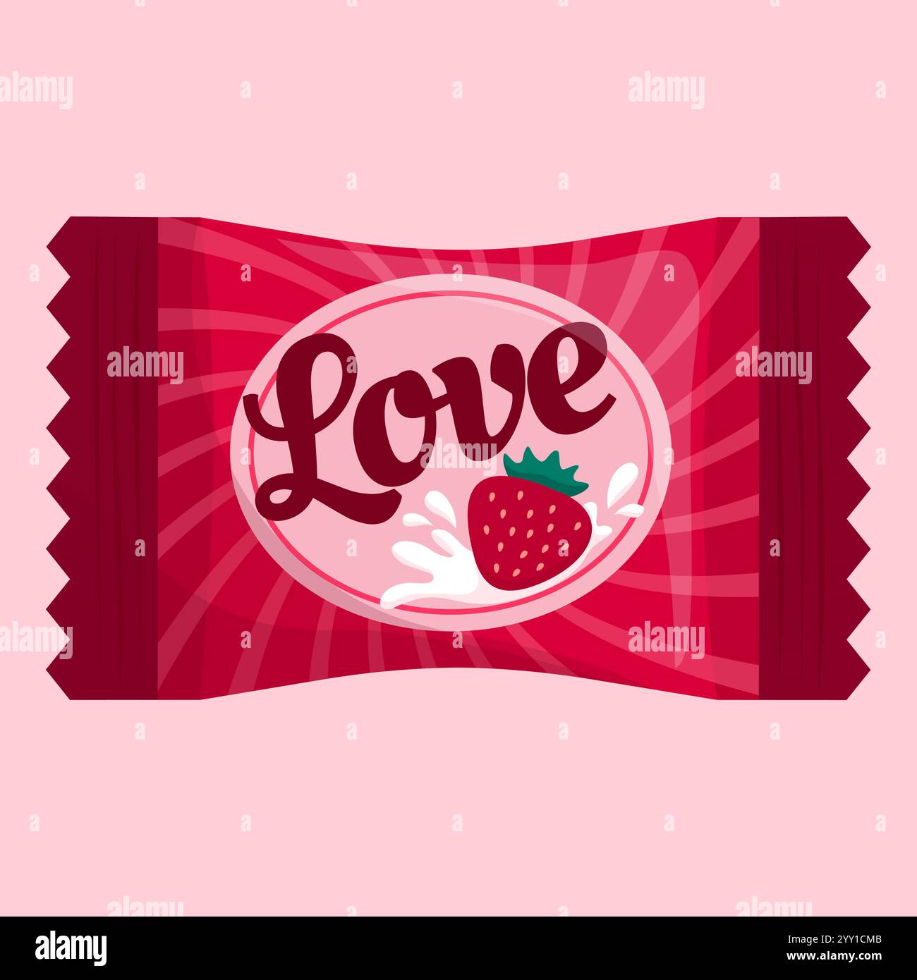 Le caramelle di fragola avvolte come metafora dell'amore: Concetto di sentimenti, umori ed emozioni Illustrazione Vettoriale