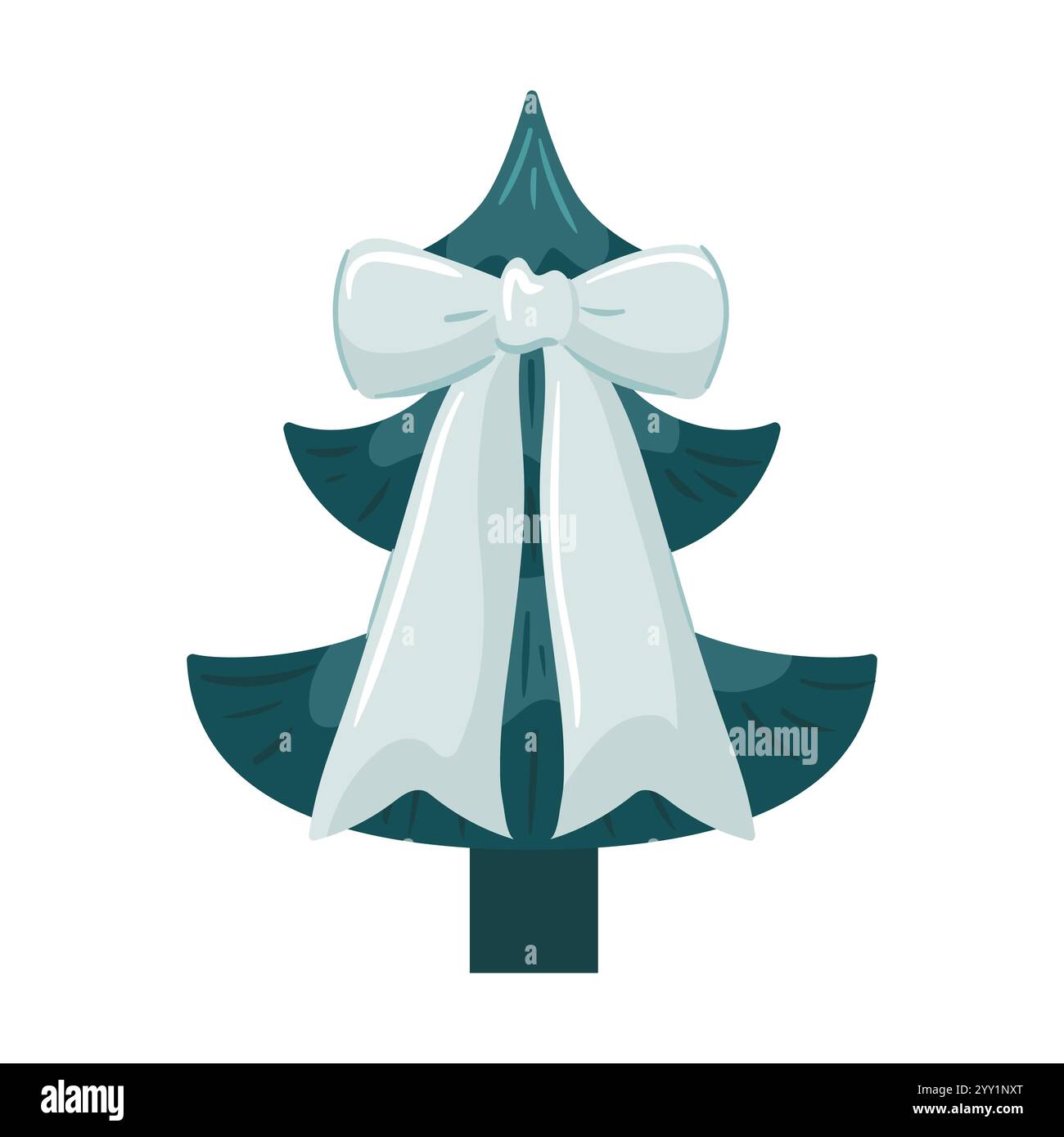 Questo albero di Natale alla moda presenta un grande e suggestivo arco bianco, che illustra splendidamente lo spirito delle festività natalizie. Lo stile vettoriale piatto desiderato Illustrazione Vettoriale