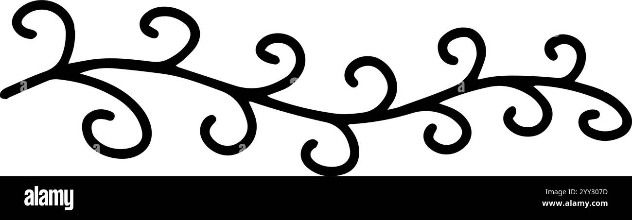 Elegante turbinio disegnato a mano che forma un bordo mozzafiato, migliorando vari progetti di design con un tocco di raffinatezza e stile, perfetto per Illustrazione Vettoriale