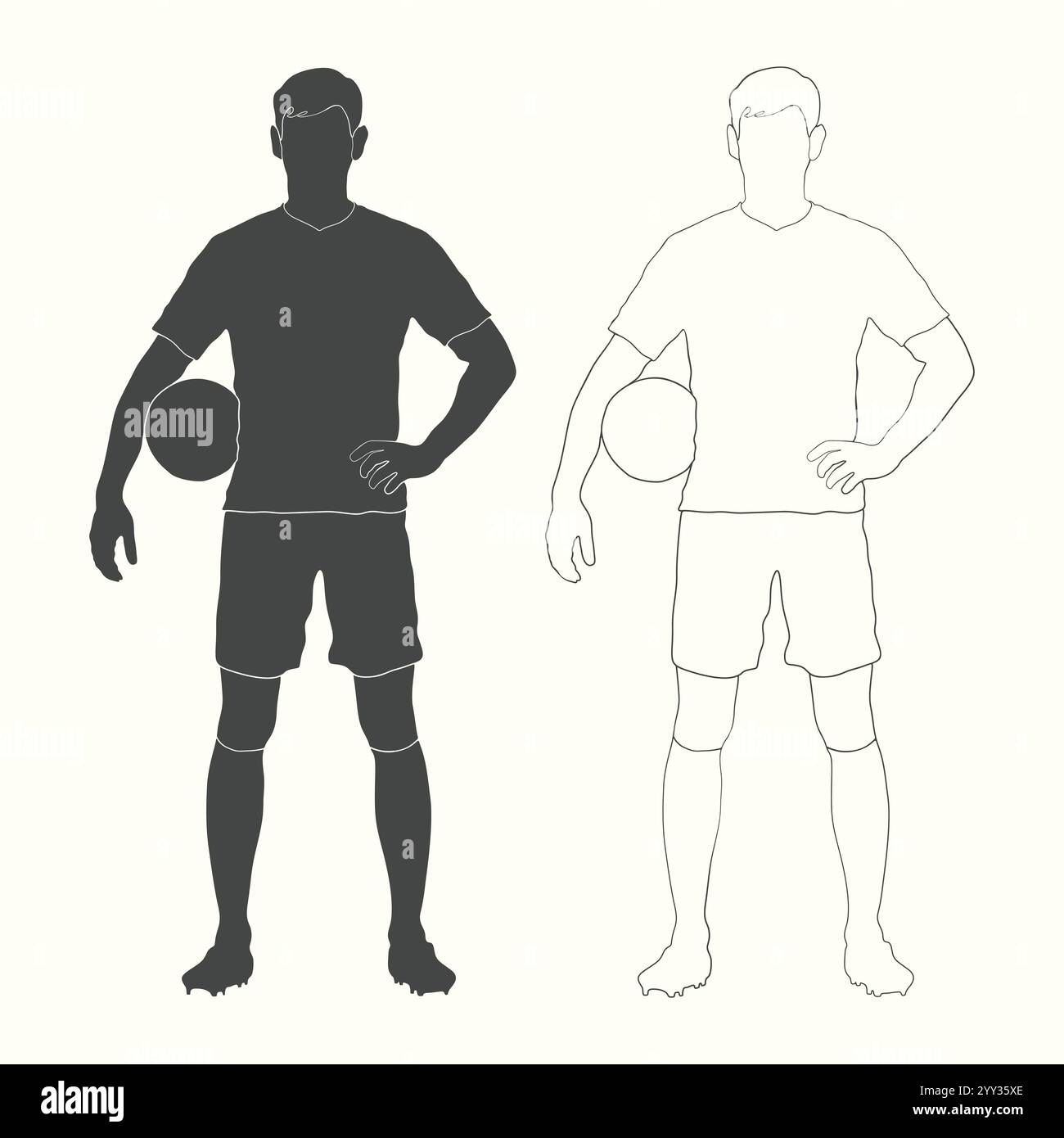 Linea del giocatore di calcio disegnare silhouette, vettore linea del giocatore di calcio disegnare, grafica linea del giocatore di calcio, grafica linea del giocatore di calcio, vettori giocatore di calcio. Illustrazione Vettoriale