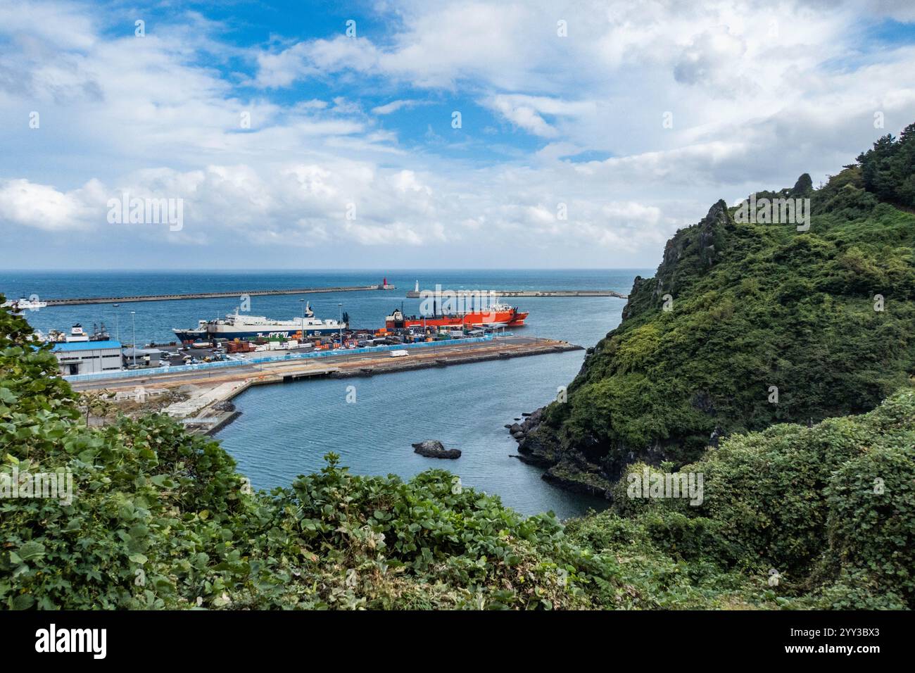 Porto dei traghetti su Jeju Sland, Corea del Sud Foto Stock