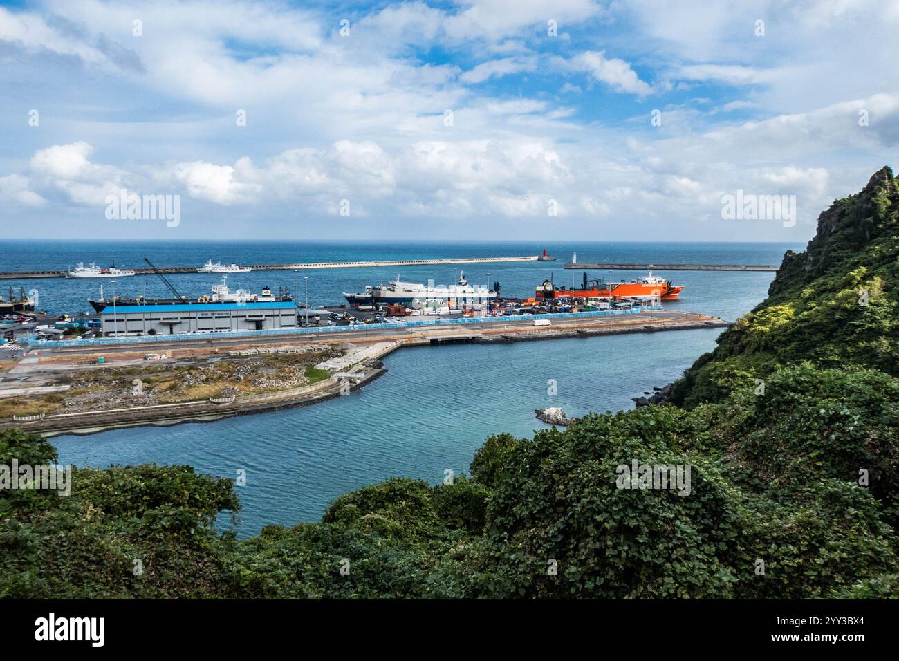 Porto dei traghetti su Jeju Sland, Corea del Sud Foto Stock
