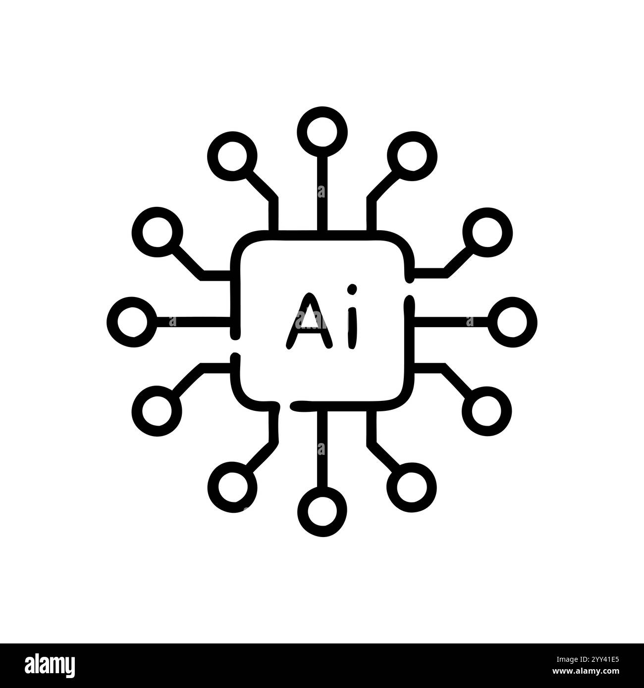 Chip ai moderni e icona del cloud computing. Chip intelligenza artificiale nel cervello della testa. Competenze digitali, intelligenza artificiale generativa, tecnologia ai, algoritmo. Illustrazione Vettoriale