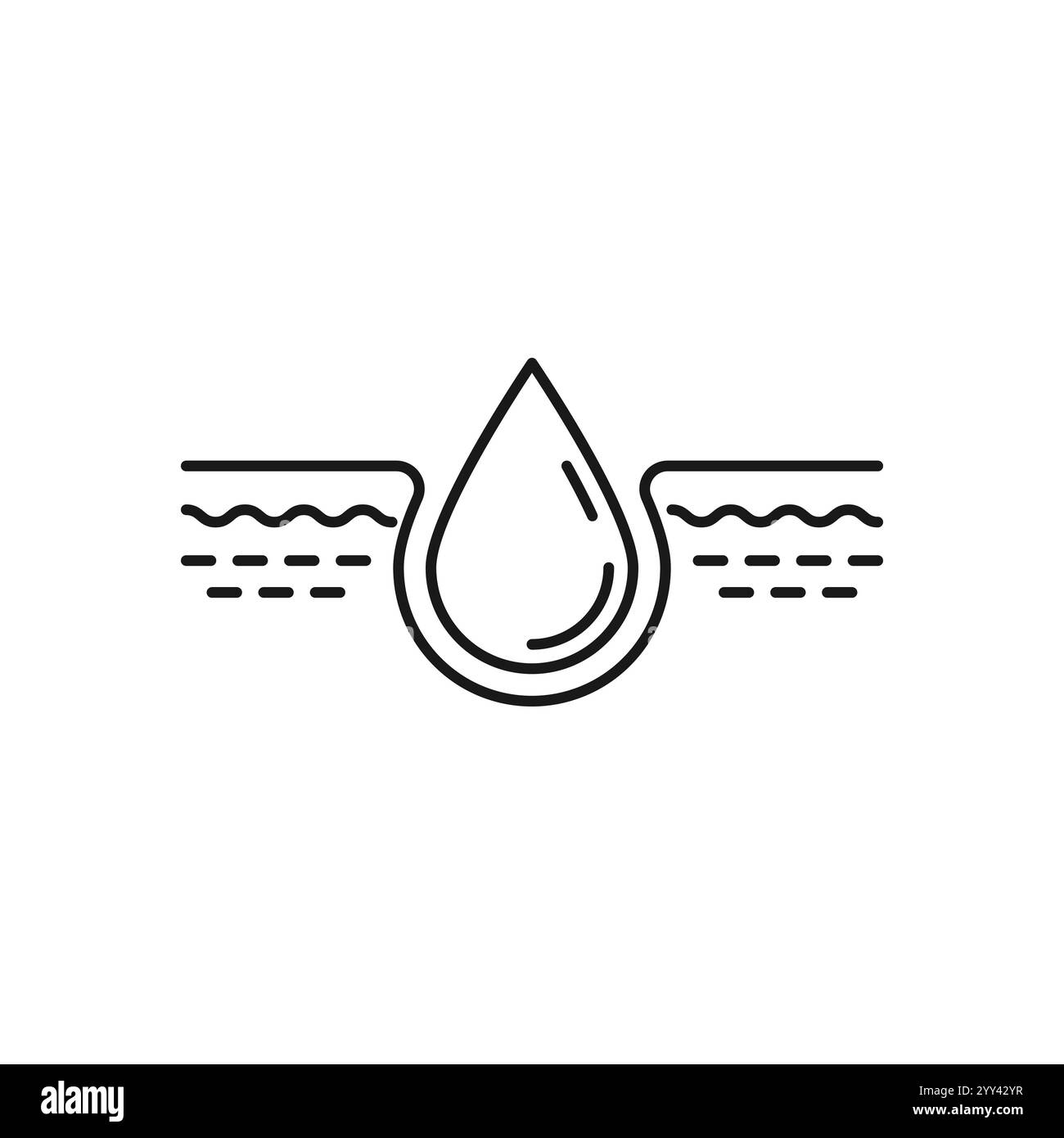 Icona linea di umidità, pittogramma vettoriale di crema idratante. Illustrazione per la cura della pelle, cartello per la confezione di cosmetici. Illustrazione Vettoriale