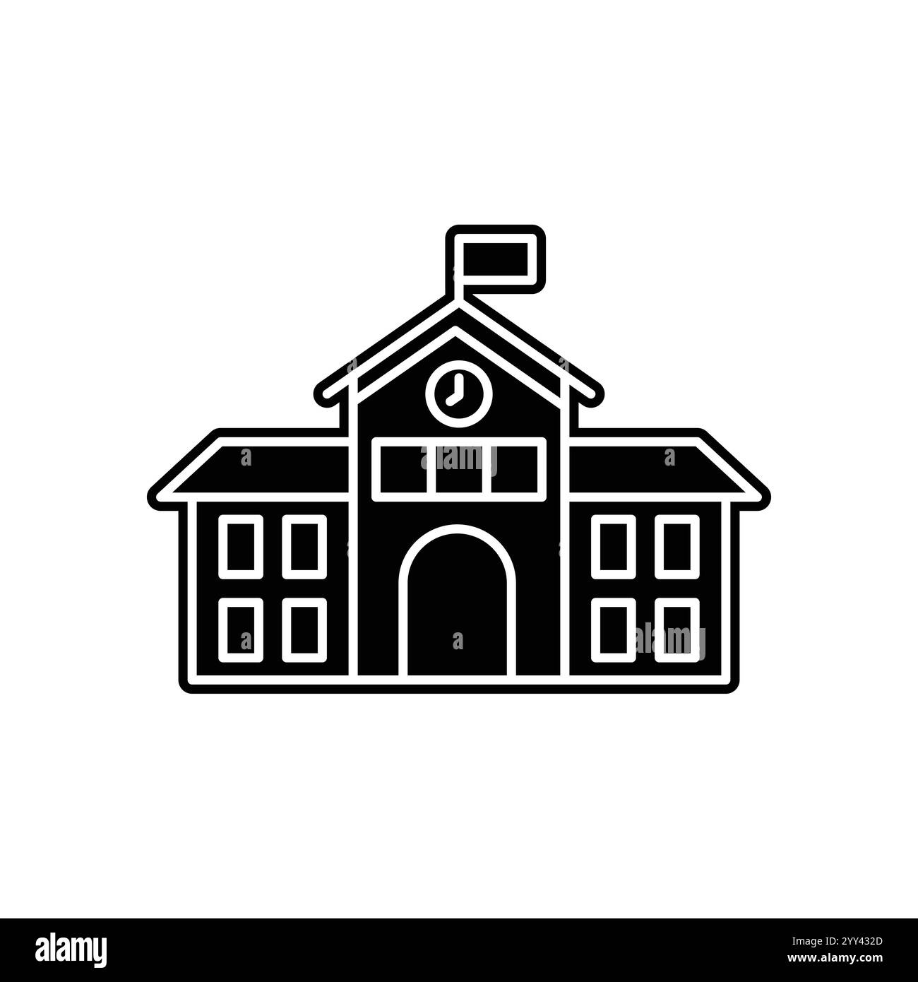 Icona della linea di costruzione della scuola, pittogramma vettoriale del college o dell'università. Illustrazione didattica, cartello per l'esterno della scuola. Illustrazione Vettoriale