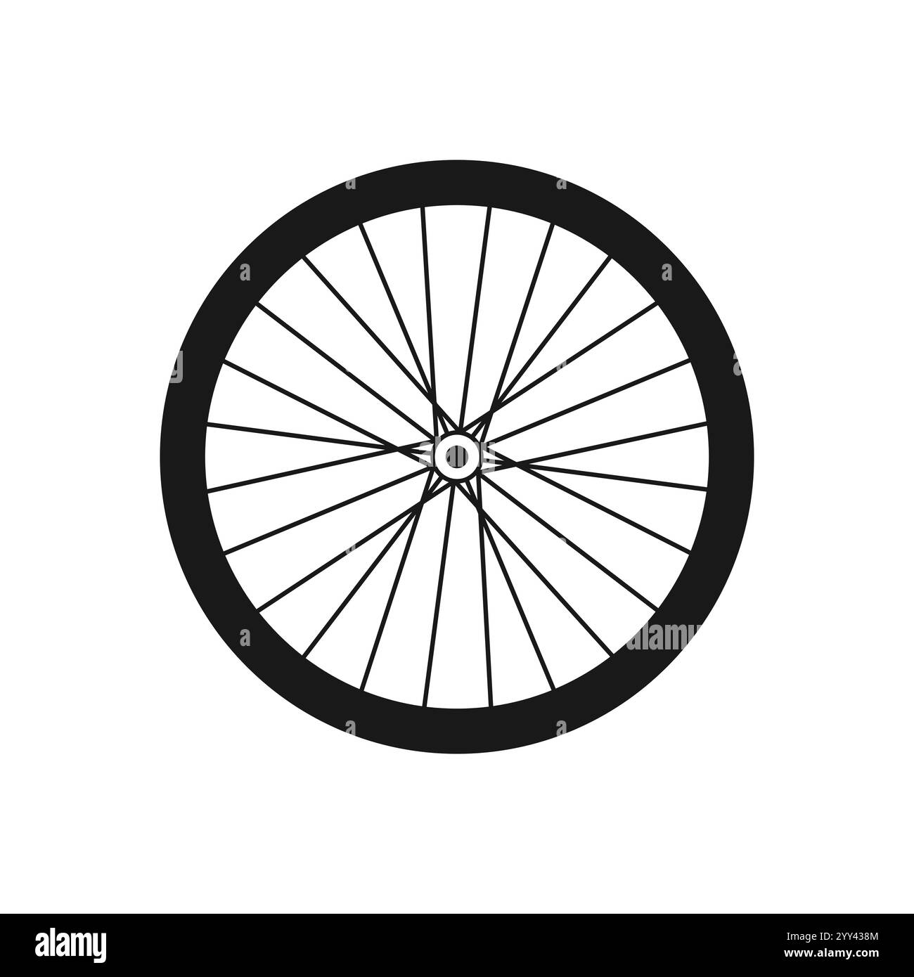 Icona vettoriale ruota bicicletta. Simbolo della ruota della bicicletta. Gommino per bici. Pneumatico da montagna. Valvola. Ciclo fitness. Motocicletta. Vettore Illustrazione Vettoriale