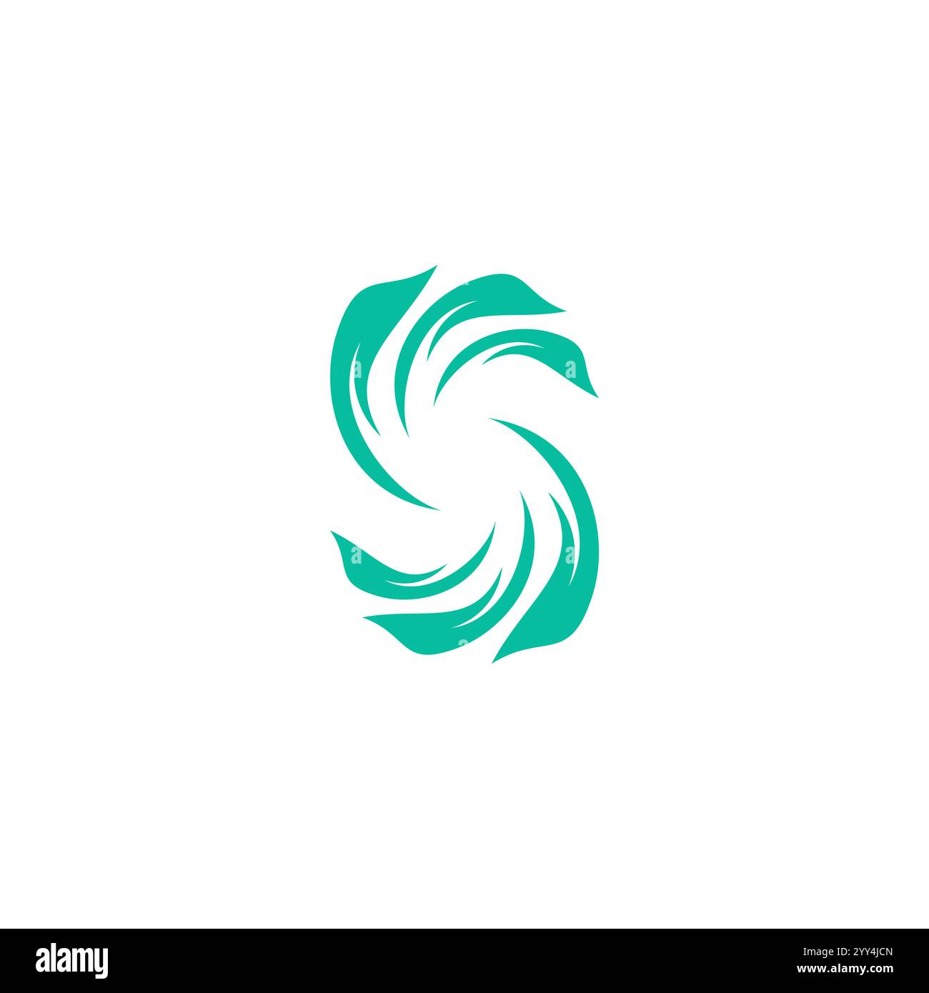 Logo Letter S Leaf. Icona delle lamelle del cerchio Illustrazione Vettoriale